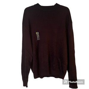 Baracuta Sweater Mens XL Purple Rayon Blend Textured Crew Neck NEW